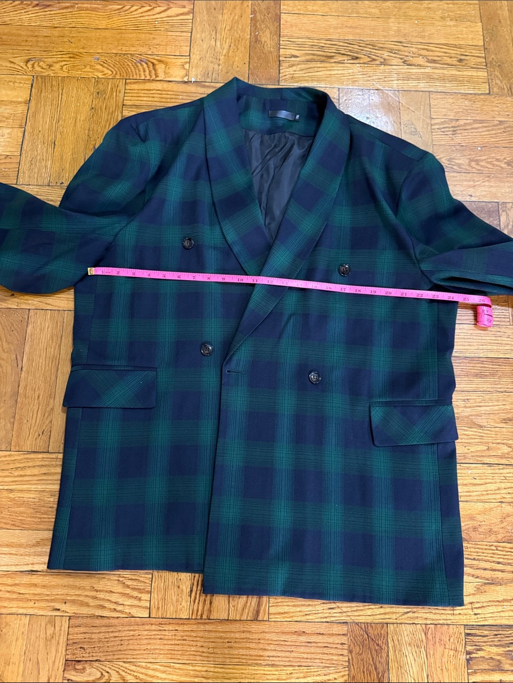 Double-Breasted Green & Black Plaid Blazer - Men - Picture 8 of 13